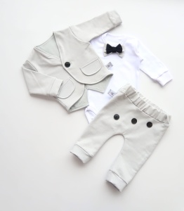 Komplet popiel z guziczkami - frak, body  i baggy  