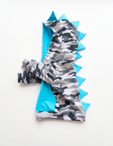 Bluza Dino na zamek - moro i turkus 