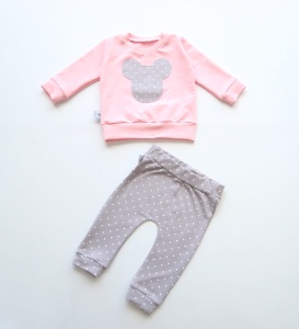 Komplet róż i groszki - bluza+legginsy