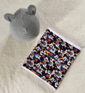 Photographer Mickey set with small ears - gray cap and chimney scarf