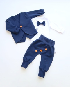 Komplet granat z guziczkami - frak, body i baggy bezuciskowe 