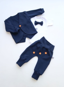 Komplet granat z guziczkami - frak, body i baggy bezuciskowe  