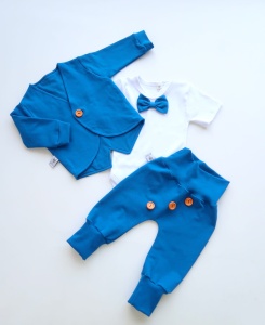 Komplet chaber z guziczkami - frak, body i baggy bezuciskowe  