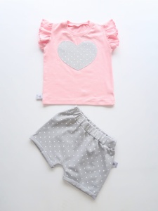 Komplet szare groszki  - koszulka i szorty  