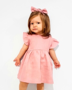 Lniana sukienka - róż kwarcowy