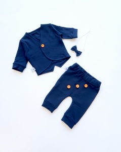 Komplet granat z guziczkami - frak, baggy i mucha 