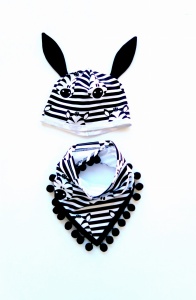 Zebra set - with pom-poms and big ears