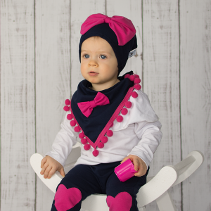 Komplet granat i fuksja - czapka i chusta  