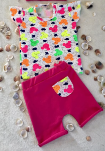 Neon Mickey with fuchsia set - t-shirt and shorts