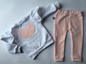 Komplet biel i groszki na różu - bluza i legginsy 