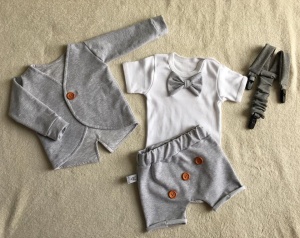 Gray with buttons set - coat, body, shorts and braces 