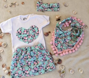 Roses set - skirt, body, neckerchief and headband
