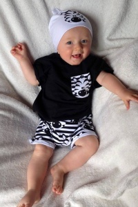 Black Zebra set - t-shirt, neckerchief and shorts