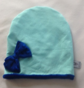 Mint with navy blue set - cap and chimney scarf