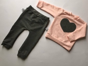 Komplet groszki na różu i melanż - bluza+legginsy