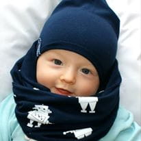 Neavy blue robots set - cap and chimney scarf