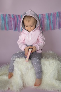 Komplet króliczek - róż i groszki - bluza i legginsy