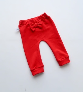 Legginsy czerwień z czerwoną kokardką
