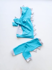 Komplet Dino turkus i gwiazdy - bluza na zamek i baggy 