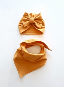 Komplet solony karmel - turban i chusta 