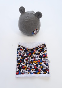 Mickey photographer set with small ears - melange cap and chimney scarf