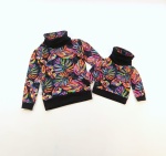 Komplet monstery fluo - bluza z kominem mama & córka  