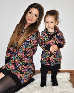 Komplet monstery fluo z kominem - mama i córka 
