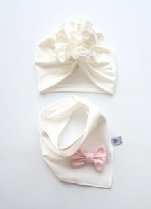 Komplet ecru - turban i chusta    