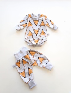 Komplet liski szare 2 - bezuciskowe baggy i body  