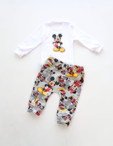 Mickey and Minnie on gray  set - trousers + long sleeve body