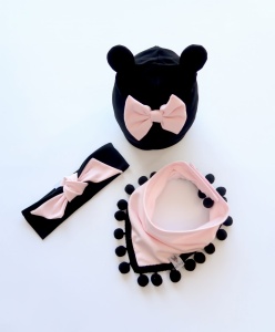 Mouse black and pink set - cap and neckerchief (1)