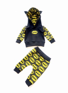 Komplet żółty batman mały -  baggy i bluza z kapturem 