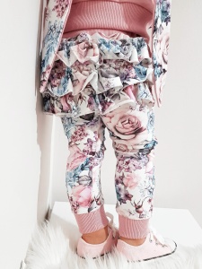 Legginsy romantyczne róże z falbankami  
