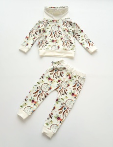 Komplet pastelowe łapacze - bluza z kominem i legginsy 