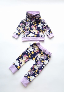 Komplet jednorożce granat - bluza z kominem i legginsy