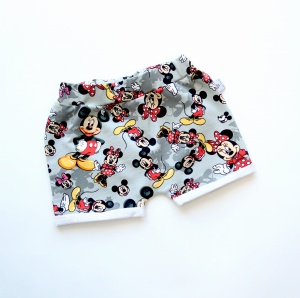 Mickey and Minnie shorts on gray