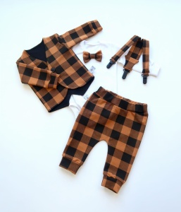 Shepherd’s plaid set - trousers, body, bowtie and braces (1)
