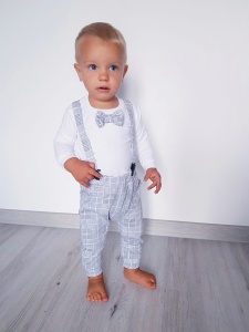 Komplet krata Glen  - baggy i body z muchą oraz szelki 