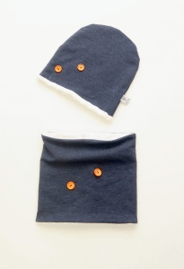Buttons set with bright minky - cap and chimney scarf