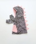 Dino Blouse feathers on gray with hood (1)