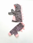 Dino feathers set on gray  - hooded blouse + trousers (1)
