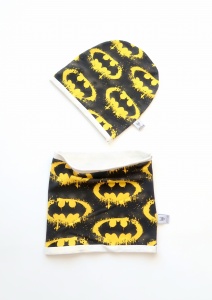 Komplet żółty batman - czapka i komin 