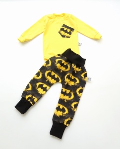 Komplet batman - baggy bezuciskowe i cytrynowe body    