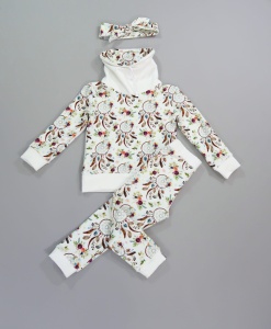 Komplet pastelowe łapacze - bluza z kominem, legginsy i opaska
