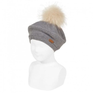 Beret z pomponem szary CONDOR  8+