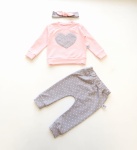 Komplet groszki - bluza+ legginsy + opaska 