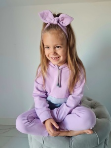 Komplet króliczek lilia i szarości - bluza, legginsy i opaska
