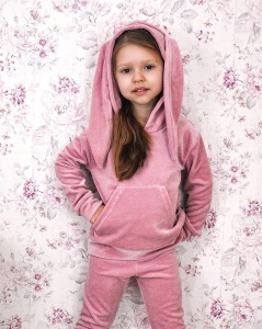 Bluza króliczek róż antyczny welur 