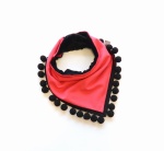 Coral neckerchief with pom-poms