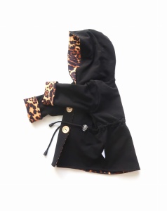 Płaszczyk parka - czerń i panterka brąz r 80